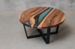 Epoxy River Round Coffee Table — Teal - Image 2