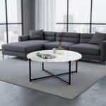 Black Cross White Marble Coffee Table