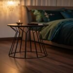 Black Curved Composite Marble Side Table - Image 2