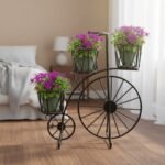 Black Metal Bicycle Flower Pot Stand