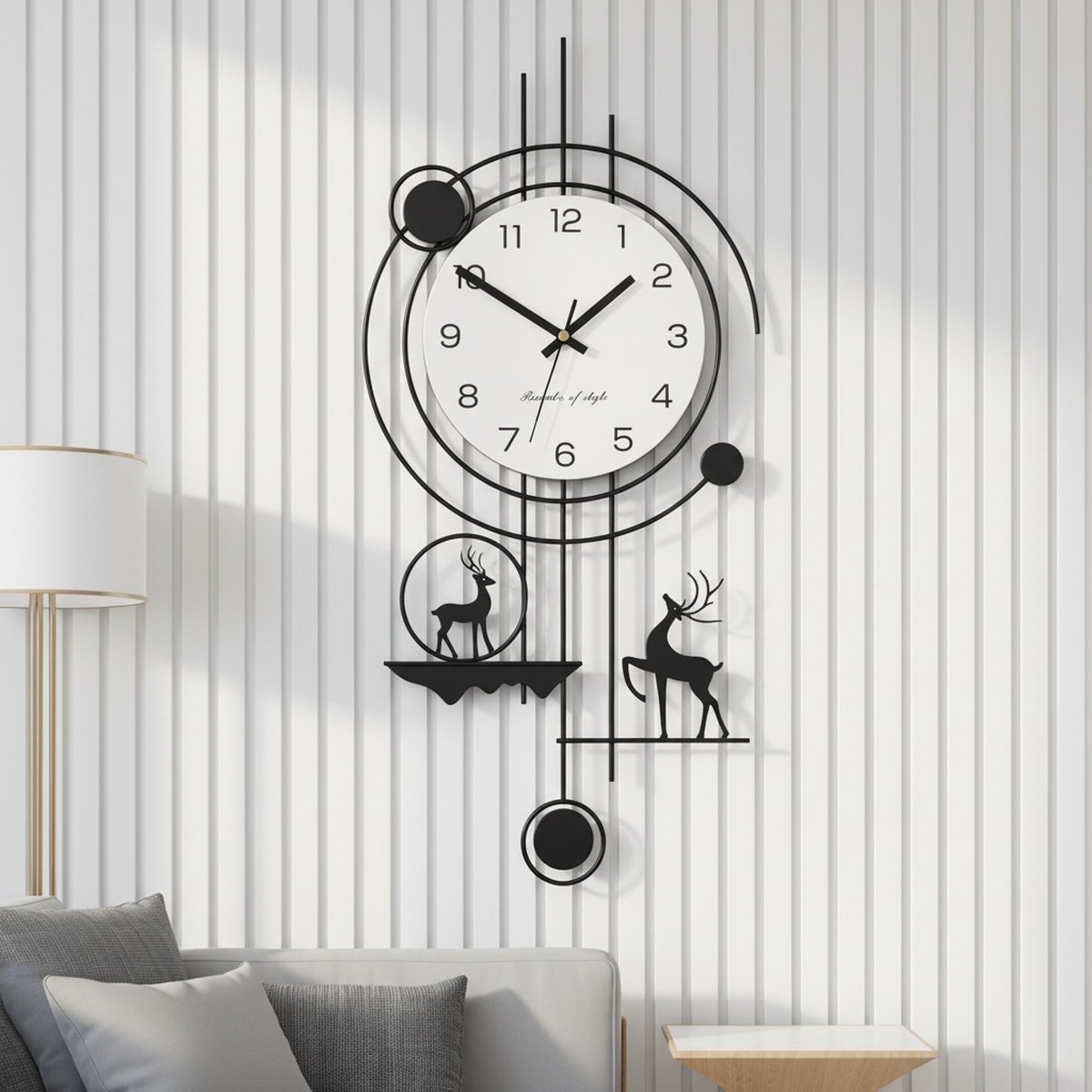 black-deer-metal-wall-clock-ah-8293584634056-1 Black Deer Metal Wall Clock - Image 1