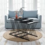 Black Glass Geometric Nesting Table Set of 3