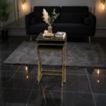 Black Glass Gold Nesting Table Set of 3 - Image 2