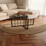 Black Glass Round Cage Coffee Table