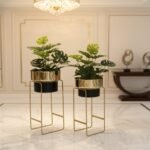 Black Gold Cylindrical Planter Set of 2 - Image 2