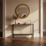 Black Marble Console Table with Storage Shelf