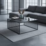 Black Marble Glass Rectangular Coffee Table