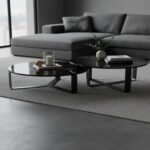 Black Marble Round Nesting Table Set of 2