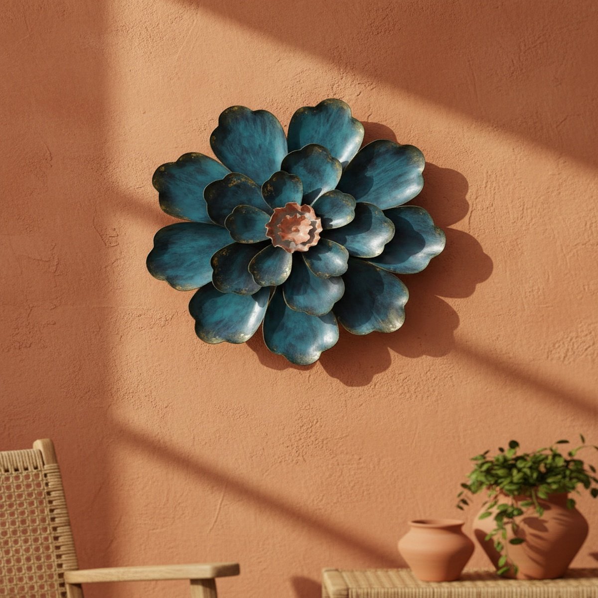 blue-flower-metal-wall-art-ah-8121145163976-2 Blue Flower Metal Wall Art - Image 1