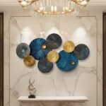 Blue Gold Plates Metal Wall Art - Image 2