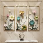 Colourful Lotus Metal Wall Art