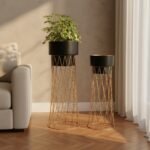 Cyra Black and Gold Indoor Planter Set of 2 - Image 2
