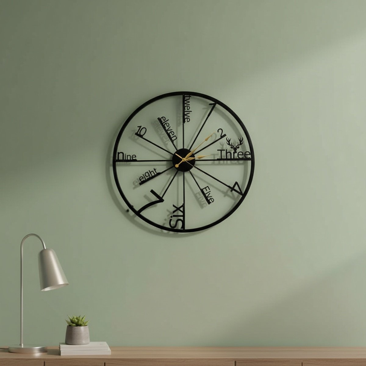 deer-antler-metal-wall-clock-ah-8121119047880-1 Deer Antler Metal Wall Clock - Image 1