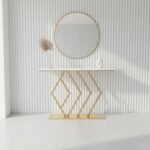 Diamond Gold Marble Console Table - Image 2