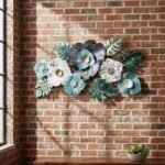 Floral Teal Metal Wall Art - Image 2
