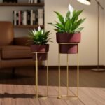 Florence Hand-Finished Metal Planter Duo - Image 2