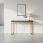 Geometric Gold Black Marble Console Table - Image 2
