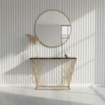 Geometric Gold Black Marble Console Table - Image 2