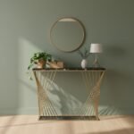 Geometric Gold Black Marble Console Table - Image 3