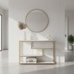 Geometric Gold Marble Console Table