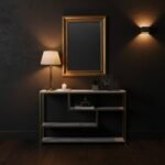 Geometric Gold Marble Console Table - Image 2