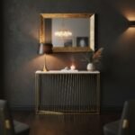 Geometric Gold White Marble Console Table - Image 2