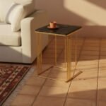 Gold Black Marble End Table