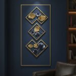 Gold Blue Ginkgo Metal Wall Art - Image 2