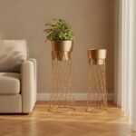 Gold Cage Metal Planter Set of 2 - Image 2