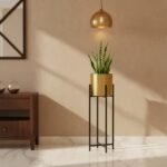Gold Black Cylindrical Planter Set of 3 - Image 3