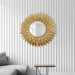 Gold Feather Metal Wall Mirror