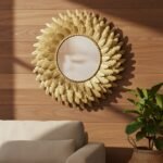 Gold Feather Metal Wall Mirror - Image 2