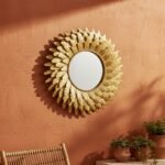 Gold Feather Metal Wall Mirror - Image 3