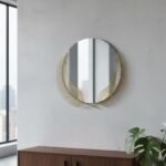 Gold Double Feather Metal Wall Mirror - Image 3