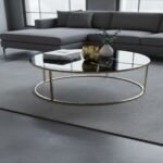 Gold Geometric Black Marble Coffee Table