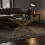 Gold Geometric Glass Coffee Table - Image 2