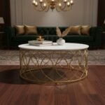 Gold Geometric Marble Centre Table - Image 2