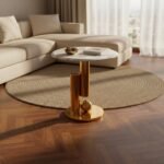 Gold Geometric Marble Side Table
