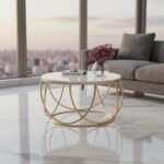 Gold Geometric Marble Coffee Table | Contemporary - Image 2