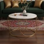 Gold Geometric Marble Coffee Table | Contemporary - Image 3