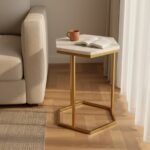 Gold Hexagon Marble Side Table - Image 2