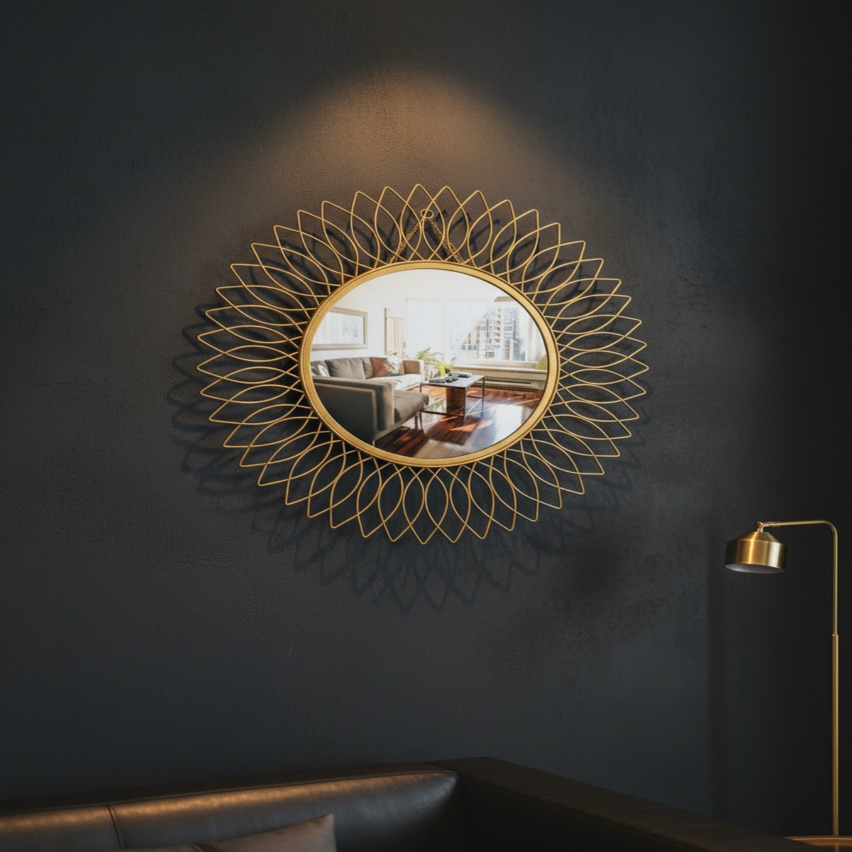 gold-leaf-metal-wall-mirror-ah-8121119998152-1 Gold Leaf Metal Wall Mirror - Image 1