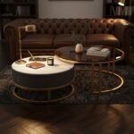 Gold Marble Glass Nesting Table Set of 2 - Image 3