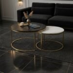 Gold Marble Nesting Coffee Table Set of 2 - Image 3