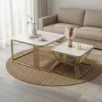 Gold Round Marble Nesting Tables | Set of 2