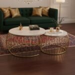 Gold Compact Round Marble Nesting Tables | Set of 2