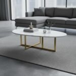 Gold Oval Marble Coffee Table