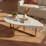 Gold Oval Marble Coffee Table - Image 2