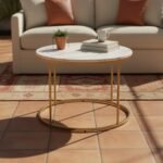 Gold Round Marble Coffee Table | Minimalist - Image 2