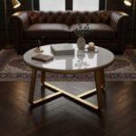 Gold Round Marble Coffee Table | Classic - Image 2